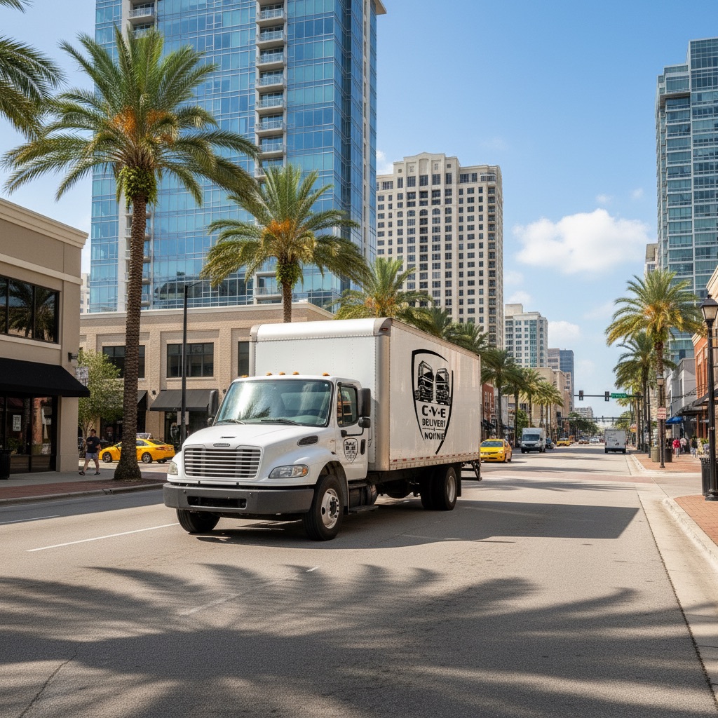 CVE delivery truck in downtown Orlando